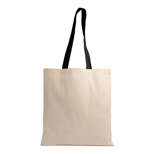 Borsa shopper GRS in cotone riciclato, manici colorati 38x42 cm