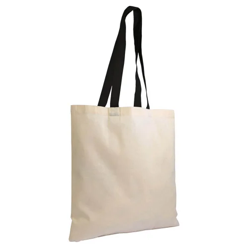 Borsa shopper GRS in cotone riciclato, manici colorati 38x42 cm