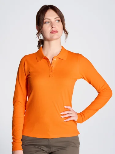 Polo donna manica lunga cotone