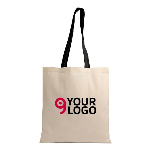 Borsa shopper GRS in cotone riciclato, manici colorati 38x42 cm