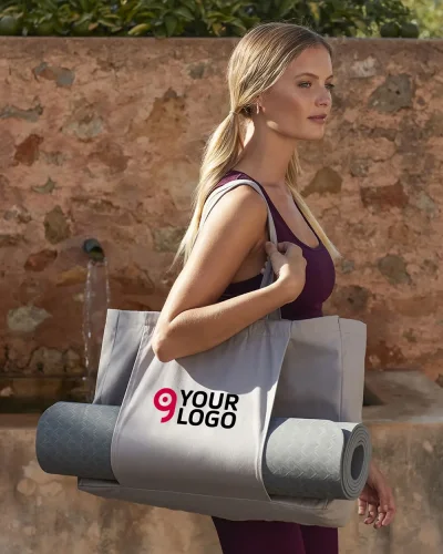 Earthaware Organic Yoga Tote Bag naturale con manici lunghi