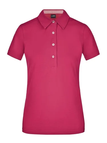 Polo donna James & Nicholson, cotone piqué, bottoni a contrasto