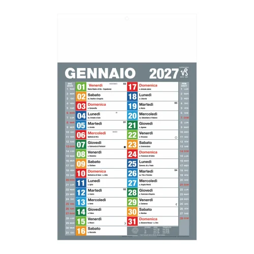 Calendario Olandese Economic Multicolor in carta patinata 109gr