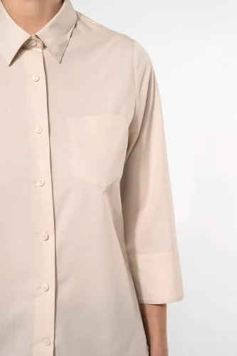 Camicia popeline policotone donna maniche 3/4 facile da lavare