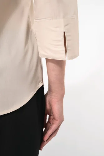 Camicia popeline policotone donna maniche 3/4 facile da lavare