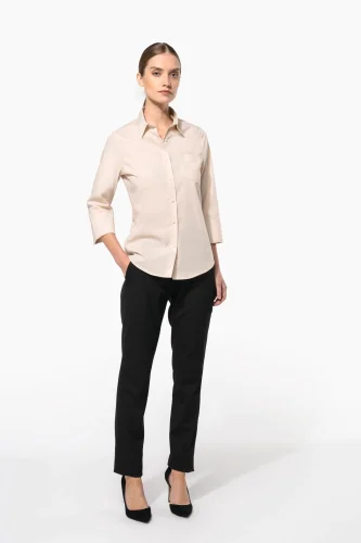 Camicia popeline policotone donna maniche 3/4 facile da lavare