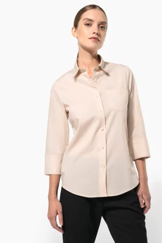 Camicia popeline policotone donna maniche 3/4 facile da lavare