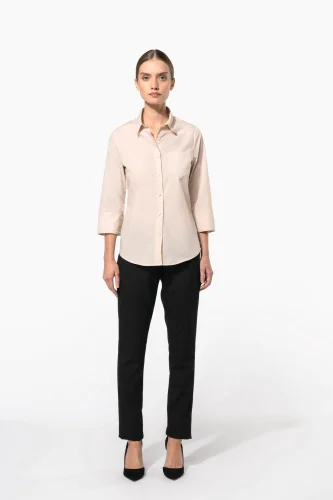 Camicia popeline policotone donna maniche 3/4 facile da lavare