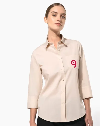 Camicia popeline policotone donna maniche 3/4 facile da lavare