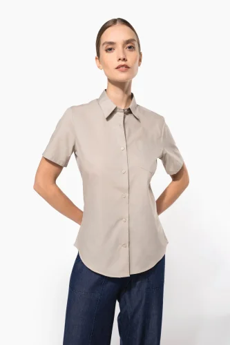 Camicia popeline policotone donna maniche corte facile da lavare