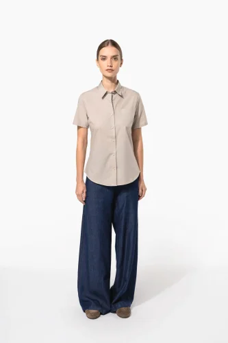 Camicia popeline policotone donna maniche corte facile da lavare