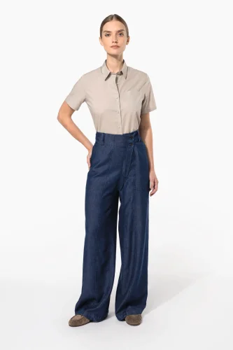 Camicia popeline policotone donna maniche corte facile da lavare