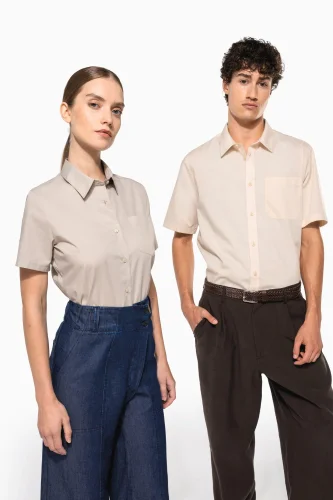 Camicia popeline policotone donna maniche corte facile da lavare