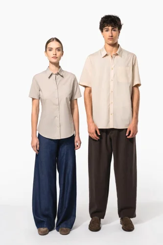 Camicia popeline policotone donna maniche corte facile da lavare