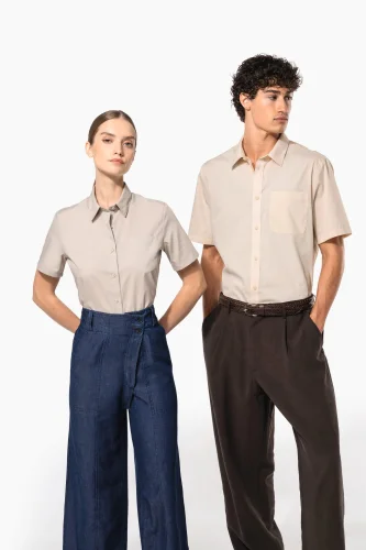 Camicia popeline policotone donna maniche corte facile da lavare