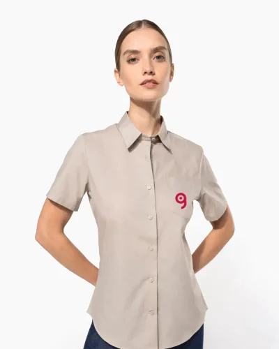 Camicia popeline policotone donna maniche corte facile da lavare