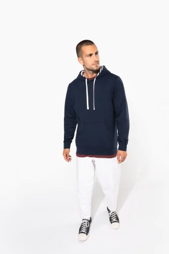 Felpa unisex con cappuccio a contrasto con motivi
