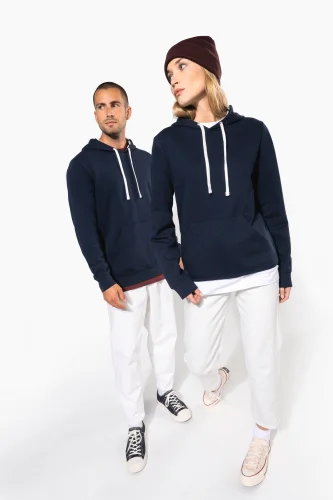 Felpa unisex con cappuccio a contrasto con motivi