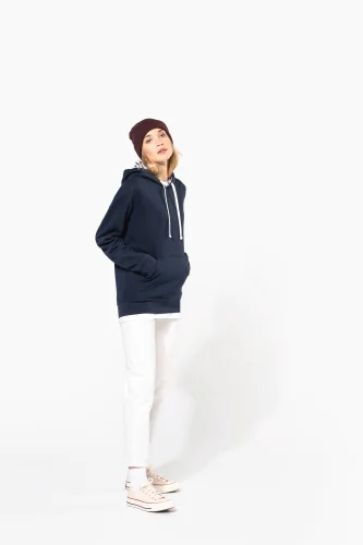 Felpa unisex con cappuccio a contrasto con motivi