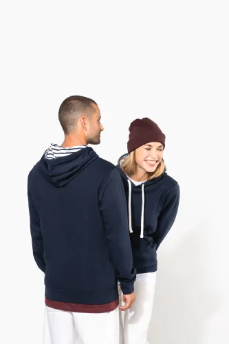 Felpa unisex con cappuccio a contrasto con motivi