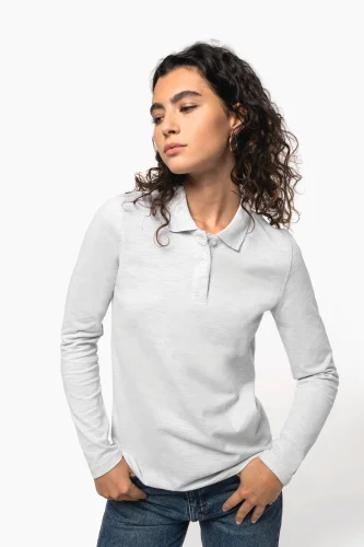 Polo piqué donna manica lunga