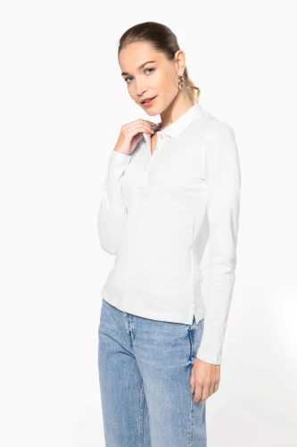 Polo piqué donna manica lunga
