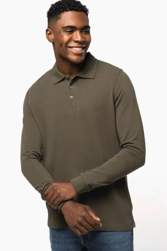 Polo piqué uomo manica lunga