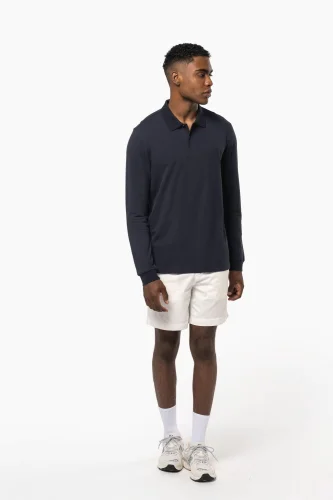 Polo uomo in piqué biologico 180 a maniche lunghe
