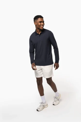 Polo uomo in piqué biologico 180 a maniche lunghe