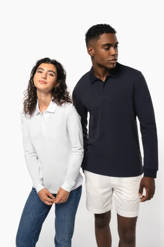 Polo uomo in piqué biologico 180 a maniche lunghe