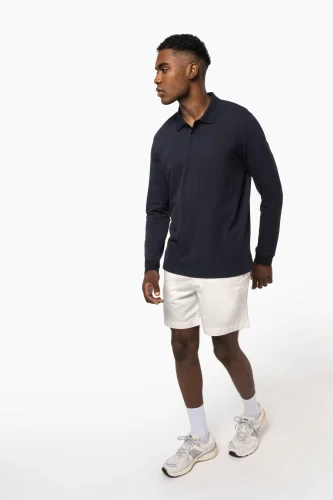 Polo uomo in piqué biologico 180 a maniche lunghe