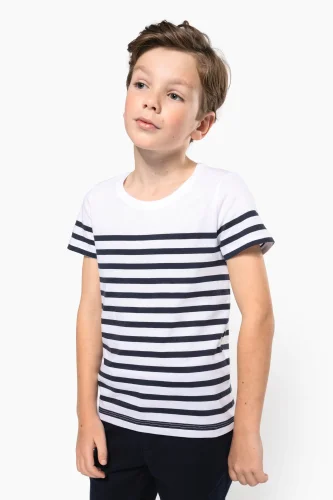 T-shirt bambino in stile marinaro bio girocollo