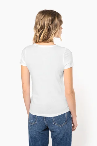 T-shirt donna maniche corte e collo con bordi a taglio vivo