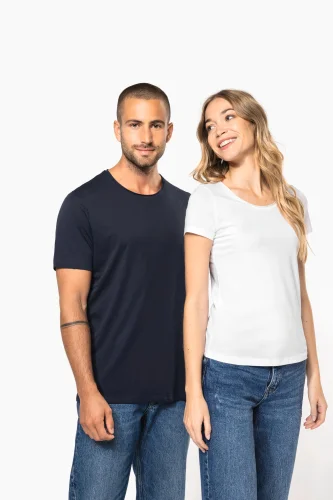T-shirt donna maniche corte e collo con bordi a taglio vivo