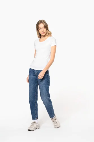 T-shirt donna maniche corte e collo con bordi a taglio vivo