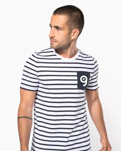 T-shirt manica corta a righe stile marinaio con tasca