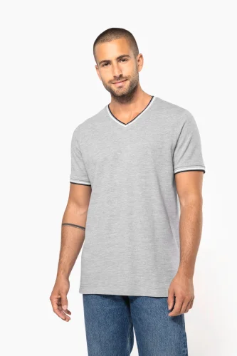 T-shirt piqué uomo scollo a v