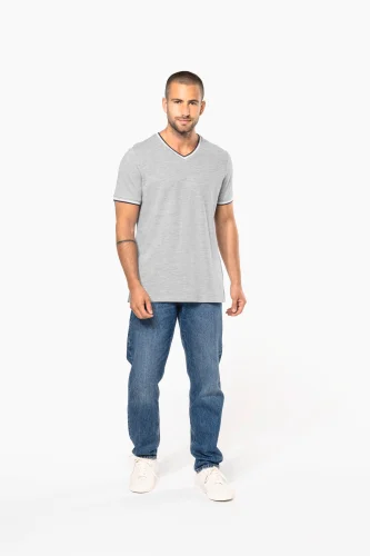 T-shirt piqué uomo scollo a v