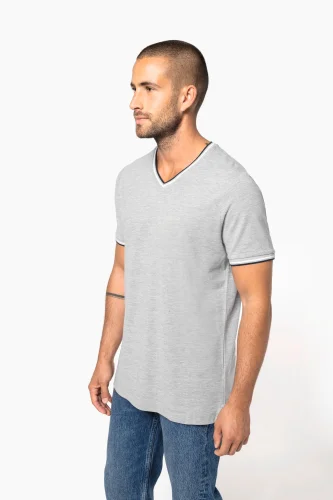 T-shirt piqué uomo scollo a v