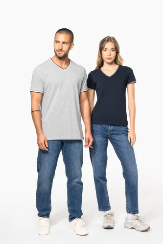 T-shirt piqué uomo scollo a v