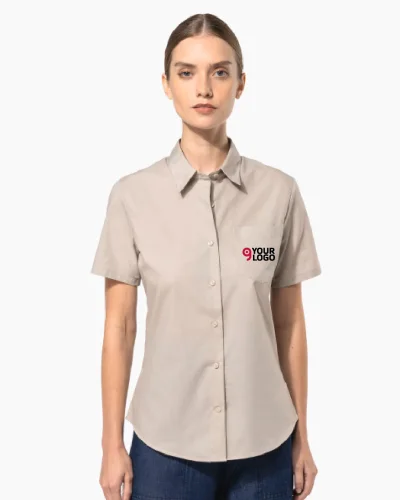 Camicia popeline policotone donna maniche corte facile da lavare