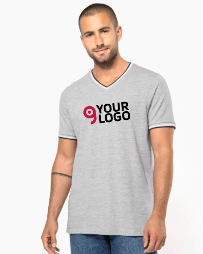 T-shirt piqué uomo scollo a v