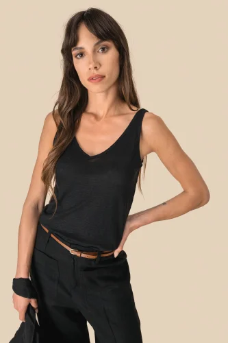 Canotta donna in lino