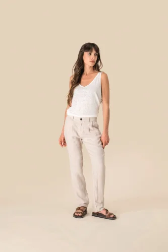 Pantalone donna in lino