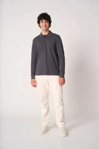 Polo piqué maniche lunghe uomo