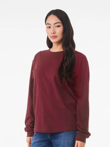T-shirt Boxy pesante unisex a maniche lunghe
