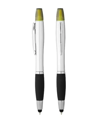 Penna a sfera Nash 3-in-1 nera con evidenziatore e stylus