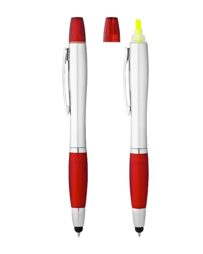 Penna a sfera Nash 3-in-1 nera con evidenziatore e stylus