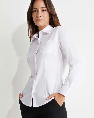 Camicia Sofia Slim Fit donna, poliestere e cotone 130g