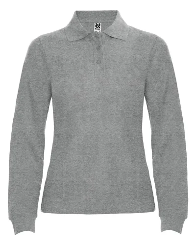 Polo donna Estrella manica lunga 100% cotone, regular fit 220g Grigio Vigore